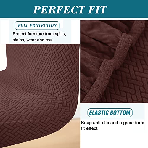 HFCNMY Bar Stool Covers with Backs,4 Pack Stretch Bar Stool Chair Covers,Jacquard Bar Stool Covers,Washable Bar Chair Covers Swivel Barstool Covers Slipcovers with Back for Low Short Back Chair,Coffee - color: Coffee