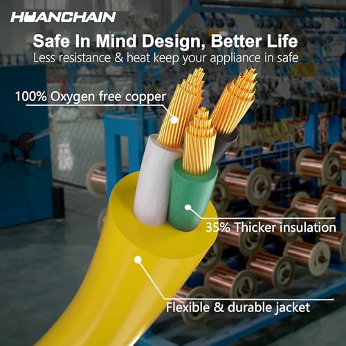 HUANCHAIN 3 Pack 3 ft 12/3 Gauge Heavy Duty Outdoor Extension Cord Waterproof with Lighted, Flexible Cold Weather 3 Prong Electric Cord Outside, 15A 1875W 125V 12AWG, Yellow, ETL Listed - color: Yellow, size: 3FT-3pcs