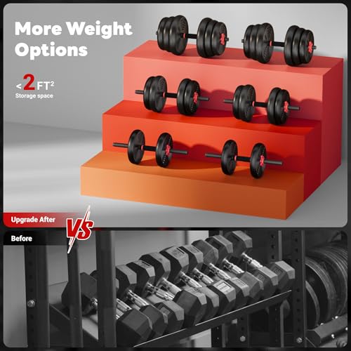 Adjustable Dumbbells, GOIMU 32/54/76/94LBS Free Weight Set, 4 in 1 Dumbbell Set Used as Barbell, Kettlebell, Push Up Stand, Fitness Exercise for Home Gym Suitable Men/Women - style: 54LB(27LB Pair)