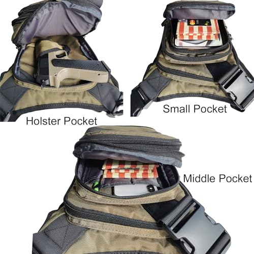 Thigh Pack, Larswon Leg Bag Thigh Pouch Bag Tactical Waist Bag Motorcycle Bag Waterproof - color: Holster- Army Green, size: Medium