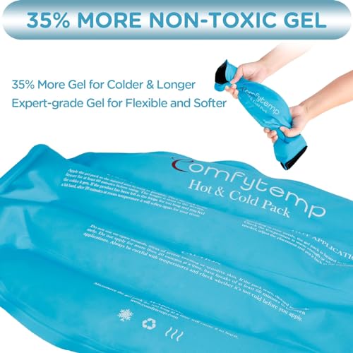 Comfytemp Large Ice Pack for Injuries Reusable Gel Ice Pack for Lower Back Pain Relief, Sciatica, Hot Cold Wrap Compress Recovery Item for Surgery, Swelling, Lumbar, Shoulder, Knee, Hip, for Men Women - color: Blue-large Body Ice Pack-1 Gel Pack