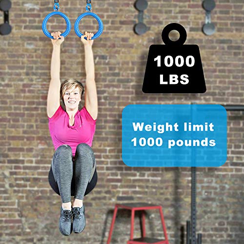 Dolibest 2 Pack of Ninja Gymnastic Rings,Monkey Ring Outdoor Backyard Ninja Accessories Set,Swing Bar Rings Obstacle Course for Training Equipment for Teens,1000LB Capacity - color: 2pack Blue Fitness Ring With 11.5"rope