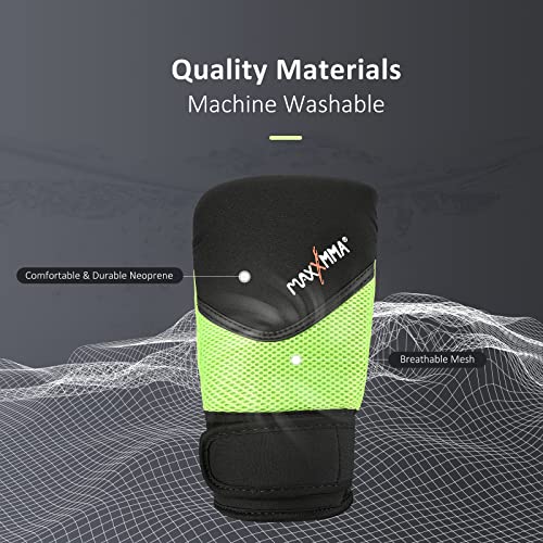 MaxxMMA Neoprene Washable Heavy Bag Gloves - Boxing Punching Training - color: Neon Yellow, size: Large-X-Large