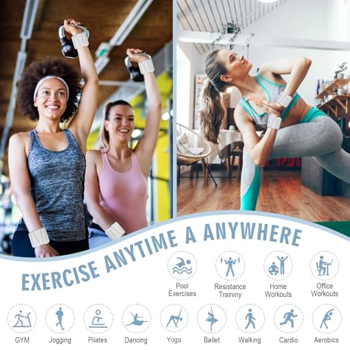 Wrist Weights, Adjustable Wrist Ankle Weights for Women, Wearable Arm & Leg Weights Set of 2(1 lb Each), Weighted Bangles for Walking, Yoga, Dance, Barre, Gym - color: Grey