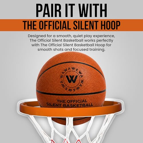 WAWAWEWA The Official Silent Basketball Size 7 (29.5") - Airless Quiet Indoor Basketball for Low-Noise Dribbling, Apartment Practice & Indoor Training - Real Feel PU Foam Ball