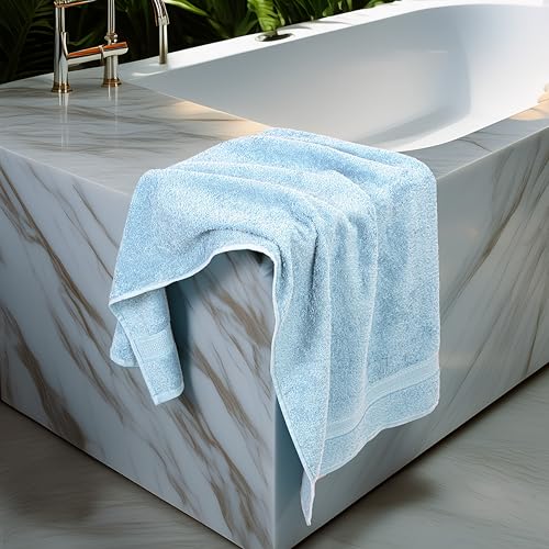 Commercial Bulk Pack of 12 Bath Towels – 100% Cotton Terry 24" x 48" – Ideal for Hotels, Salons, Gyms, Spas & Institutional Use – Sky Blue - color: Sky Blue, size: 24"x48" - PK 12