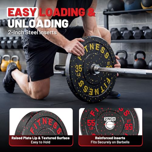 2" Bumper Plates Set Olympic Weight Plates for Barbell Strength Training | Papababe 2Inch Weights Plates Set, Floor Protective Plates, 20-600lbs Rubber Bumper Plates for Weightlifting, Bench Press - size: 540 LB SET, style: High Bounce