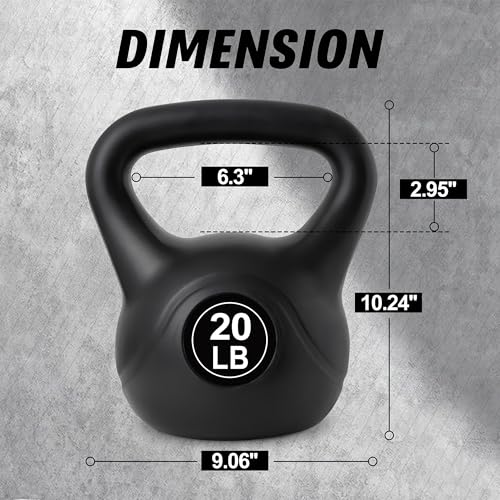 ALTLER Vinyl Plastic Concrete Kettlebell 10-50LBS Safe Strength Training Kettlebell Anti-Slip Grip Weight for Home Workouts and Men/Women/Beginners - size: 20LB