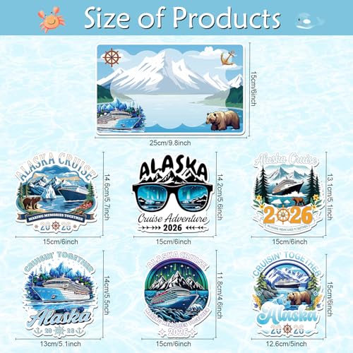 Wxiben 7 Pcs 2026 Alaska Cruise Ship Door Magnets Decorations Magnetic | Alaskan Magnet Stickers with 3 Pens, Strong Magnet Grip, Firm Sticking, for Carnival, Party, Fridge, Stateroom Cabin Door - style: 2026 Alaska