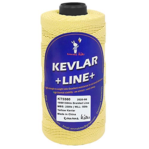 emma kites Kevlar Kite Line 1000Ft 250Lb Braided Kite String Abrasion Resistant Low Stretch Utility Cord for Outdoor Tactical Survival Hiking Camping - size: 250Lb_1000Ft | Braided