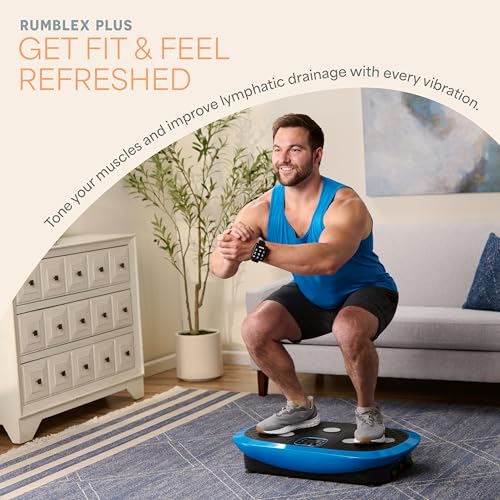 Lifepro Rumblex Plus/Pro 4D Vibration Plate Exercise Machine with 60 Speeds | 3 Motors, 7 Training Modes, Bluetooth Speaker, Wristband Remote — Vibration Plate for Lymphatic Drainage, Muscle Activation - color: Blue, size: Small