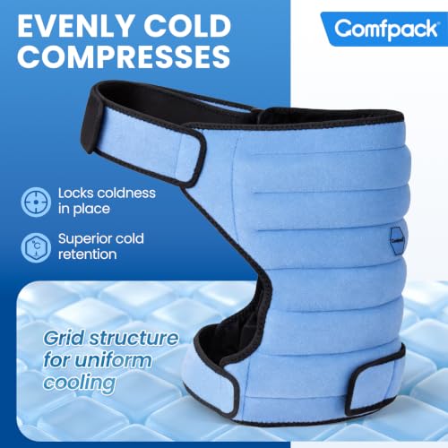 Comfpack Hip Ice Pack Wrap, 2 Hours Long Lasting Cold for Hip Replacement Surgery, Flexible & Evenly Cooling Reusable Ice Pack for Injuries, Sciatica, Bursitis, Hip Flexor Pain, Gift for Men Women(L) - size: Large