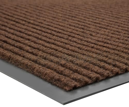 100pointONE Front Door Mat, Heavy Duty Indoor Outdoor Doormat, 72" x 24" Low Profile Outdoor Mats for Home Entrance, Stain and Fade Resistant Welcome Mat Ideal for High Traffic Area, Brown - color: Brown Striped, size: 2' x 6' (Rectangular)