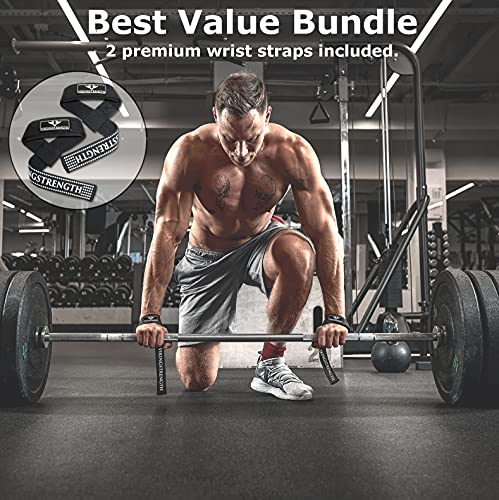 Vikingstrength Premium Weight Lifting Belt with Lifting Straps, Gym Weightlifting Belt for Men and Women, perfect for Squat, Powerlifting, Crossfit and Deadlifting M-4XL + V-Strength Workout App - size: 4XL