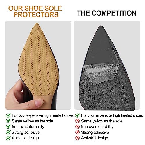 Anti-Slip Shoe Grips Pads, Silicone High Heel Insole Protectors, Beige, 2 Pairs, Women's High Heel Wearers - color: Yellow, size: 8.0"×4.5"