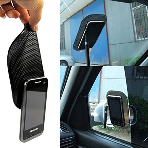 Car Dashboard Non Slip Mat, Bysameyee 5-Pack Anti-Slide Sticky Extra-Thick Dash Pad for Radar Detector, Cell Phone, Keys, Glass, Mirrors, Metal, GPS, Coins - size: 5.5 x 3.2 Inch
