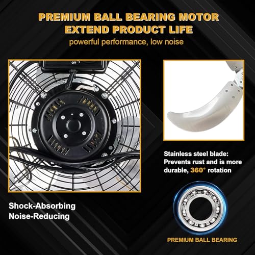 30" Industrial Drum Fan - Adjustable Floor Fan with14000 CFM High Velocity 3-Speed, Portable Air Mover for Warehouse, Garage, Workshop, Farm & Gym Ventilation