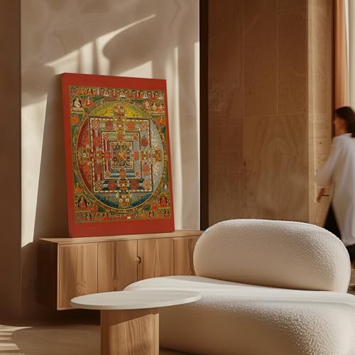 Monem Art Kalachakra Mandala Canvas - Retro Wheel of Time Print - Buddhism Art - Tibetan Art - Gift for Men, Women - Decor for Spa, Yoga Studio, Meditation Room - Available in 8x10 to 30x40 - color: Style-14