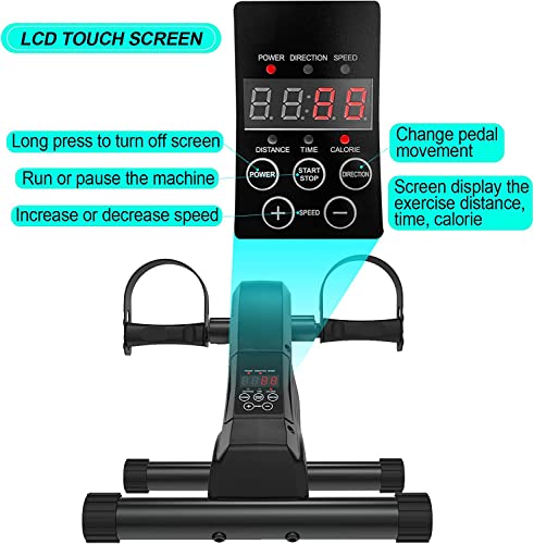 HOMGIM Mini Exercise Bike,Under Desk Bike for Seniors Rehab Training, Motorized Pedal Exerciser for Arm/Leg Fitness & Physical Therapy, 6 Levels Speed Adjustment - color: Black