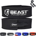 Beast Power Gear Weight Lifting Belt Lever Buckle 10MM 13MM Thick & 4 Inches Free Strap Weightlifting, Powerlifting, Deadlifts, Squats Men Women - color: Black/Black, size: 6X-Large