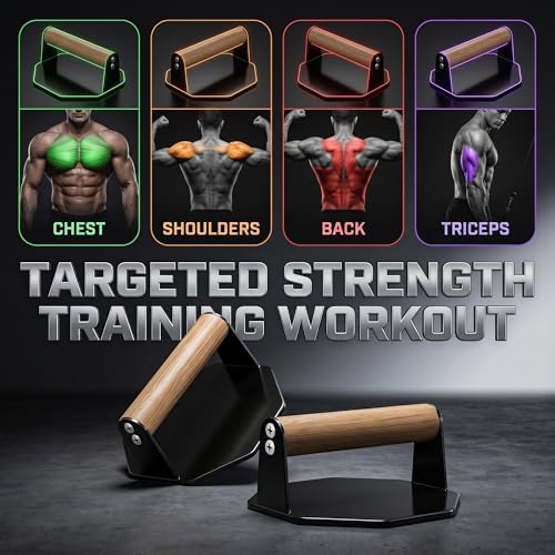 Heavy Duty Push Up Bars with Beech Wood Handles, Iron Push Up Stands for Floor, 220LBS Support Non-Slip Portable Pushup Handles, Home Gym Equipment for Chest Arm Full Body Strength Training Men - color: Black (octagonal)