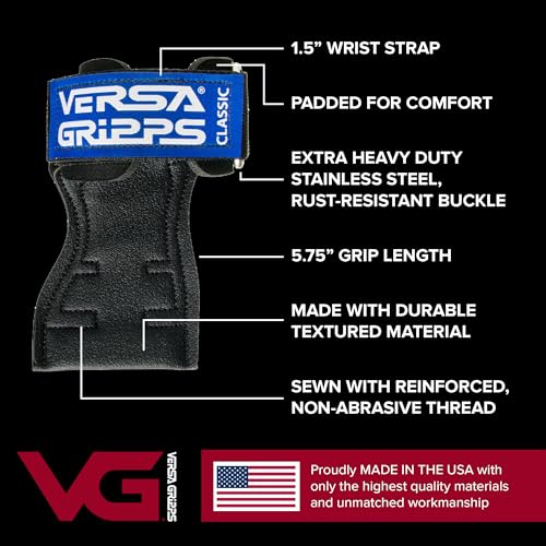 Versa Gripps® Classic Wrist Straps, Train Better, Choose Size and Color | Replaces Straps, Gloves & Hooks, Shorter Palm Piece, Quick Transitions, Handcrafted in the USA - color: Gold Label, size: Small: 6 to 7 inch wrist