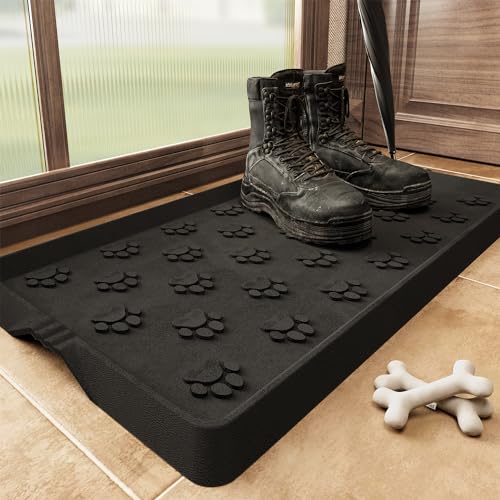 SUPENUIN Paw Pattern Boot Tray for Entryway Waterproof Rubber Mats for Dogs Multipurpose Shoe Mat Tray for Entryway Indoor Outdoor Multi Use Catch All Trays Shoe Storage 16x27.5 Inches - color: Paw, size: 16"x27.5"