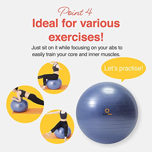 Primasole Exercise Ball for Balance Stability Fitness Workout Yoga Pilates at Home Office & Gym Birthing Ball for Pregnancy, Office Ball Chair - color: Indigo Blue, size: 75 cm