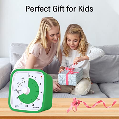 Yunbaoit Visual Timer, Silent 60-min Countdown Timer for Kids, Green Green | Protective Case, Time Management Tool, Mute and Ringing Alarm Available, Low Power Reminder, for Study,Game,Work,Fitness etc - color: Dark Green