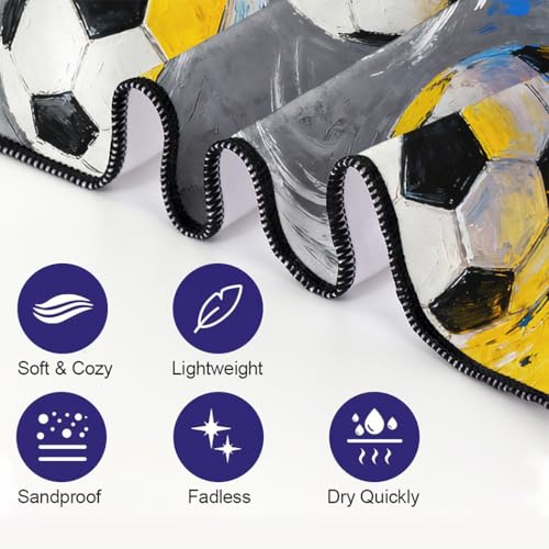 Soccer Balls Beach Towel, 36"x72" Sand Free Quick Dry Thin Lightweight Microfiber Towel Gifts for Soccer Fans - color: Sport-6