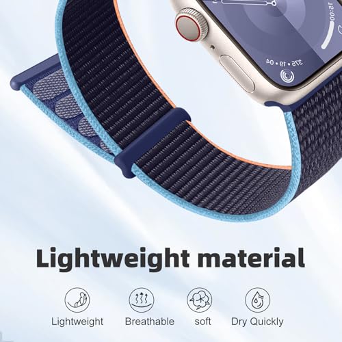 Sport Loop Band Compatible with Apple Watch Bands for Women 44mm 46mm 45mm 49mm 42mm 38mm 40mm 41mm men,Stretch Adjustable Braided Nylon Straps for iWatch Series 11/10/9/8/7/6/5/4/3/2/1/SE/Ultra - color: BlueOrange, size: 44mm/45mm/46mm/49mm/(42mm-series