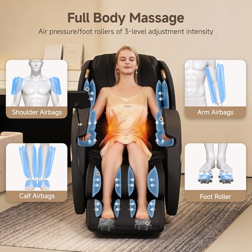 Real Relax 2026 Upgraded 2D SL-Track Massage Chair,Recliner Full Body Zero Gravity with 8 Auto Modes and Upgraded LCD Screen,Added Voice Broadcast,Headrest Cushion,Child Lock and Pause Button,Black - color: Black