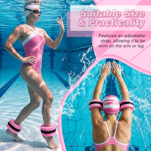 Soulchen Pool Exercise Set Including Long Aquatic Exercise Dumbbells,Pool Ankle Weights,Swim Belt,Water Aerobics Water Aerobics Equipment Set for Full Body Swim Training Kit - color: Pink, size: Middle