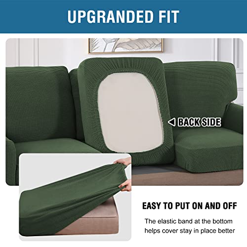 H.VERSAILTEX Multi-Pieces Chair Covers Stretch Couch Covers Form Fitted Seat and Back Cushions Covers (1 Seat Cover Plus 1 Back Cusion Cover, Bonus 2 Armrest Covers), Bronze Green - color: Bronze Green, size: 1 SEAT COVER + 1 BACK COVER+ 2 ARMREST COVERS