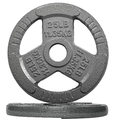 Fitvids Cast Iron 2-Inch Olympic Weight Plate for Strength Training & Weightlifting, Multiple Weights Available