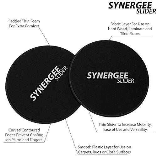 Synergee Core Sliders – Dual Sided Ab Exercise Equipment - color: Jet Black