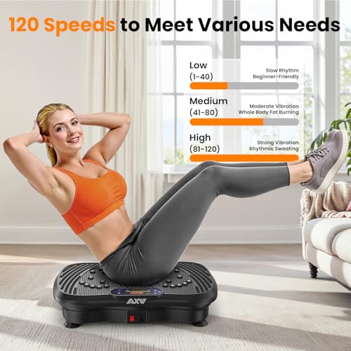 AXV Vibration Plate Fitness Platform Exercise Machine Vibrating Shaking Full Body Shaker Workout Vibrate Stand Shake Board Sport for Weight Loss Fat Burner for Gym Home Office - color: SLIM.BLACK