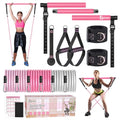 Bbtops Pilates Bar Kit with Resistance Bands,Pilates Bar with Stackable Bands Workout Equipment for Legs,Hip,Waist and Arm,Exercise Fitness Equipment for Women & Men Home Gym Yoga Pilates - color: Rose