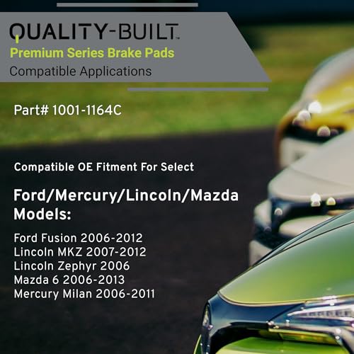 QUALITY-BUILT Front Ceramic Brake Pads, Premium 1001-1164C, Compatible with 2006-2013 Ford/Lincoln/Mazda/Mercury (6,Fusion,Milan,MKZ,Zephyr) - size: BP1164-C