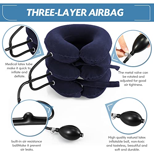 Jaximy Neck Stretcher, Neck Traction Device, Cervical Traction Device, Neck Pain Relief, Adjustable Inflatable Neck Brace & Neck Stretcher Cervical Traction, Neck Decompression Home Use (Blue)