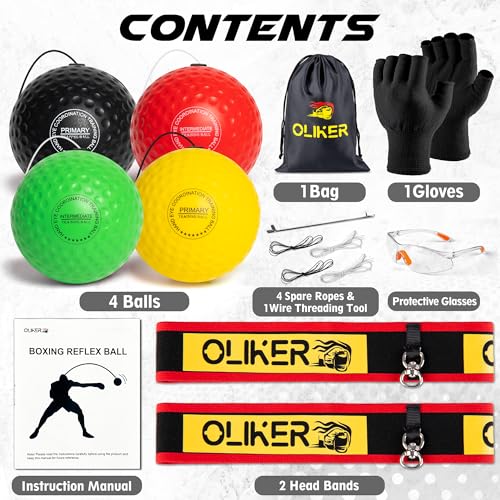 Boxing Reflex Ball for Adults and Kids, 4 Levels Boxing Ball with Adjustable Headbands, Perfect for Reaction, Agility, Punching Speed, Fight Skill and Hand Eye Coordination Training - style: Set-2