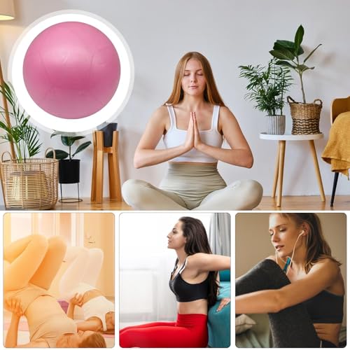 Yoga Ball Fitness Gym Yoga Equipment Rehabilitation Training Leg Thigh | Inflatable Small Excersing Ball Arm Belly Abdomen Butt for Home Fitness Offices Spa - color: Pink