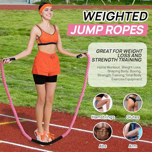 Weighted Jump Rope for Fitness – Heavy Skipping Rope for Women & Adults, Ideal for Home Gym Workouts, Strength Training, Weight Loss, and Boxing - size: 1.5 LBS
