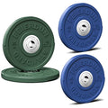 FEIERDUN Color Bumper Plate Set, 2-Inch Olympic Weight Plates, Low Bounce Rubber Barbell Plates with Stainless Steel Insert for Weightlifting, Strength Training, CrossFit & Home Gym, 10LB-370LB - style: I) 140LBS SET