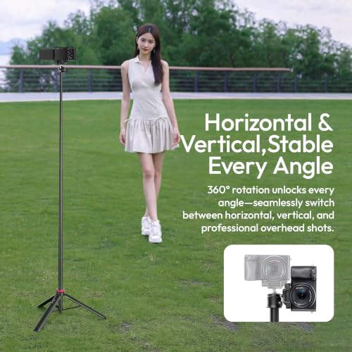 ULANZI MT44 Auto Open Phone Tripod, 59" Extendable Selfie Stick for iPhone | 360° Ball Head, 1s Pop Open , Cold Shoe, Selfie Stick Tripod w 1/4" Screw for Vlog Recording for iPhone 17 Luna Pocket 4 - color: MT44 Auto Open Black