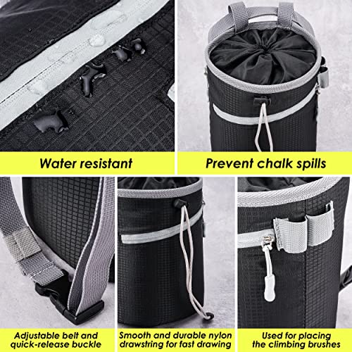 Chalk Bag for Rock Climbing, Bouldering Bag Bucket, 2 Waterproof Zipper for Gymnastics, Cross Fit, and Lifting (Large)