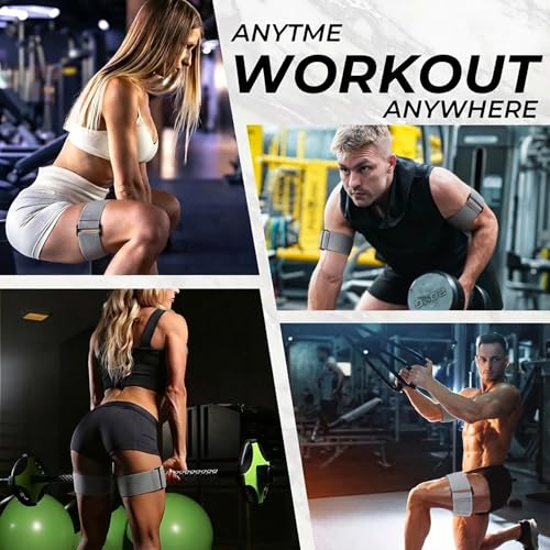 BFR Occlusion Bands for Women Glutes Blood Flow Restriction Bands Best Fabric Resistance Band Adjustable Bundle Booty Band for Exercising Legs Butt Hip Building Workouts Squat Butt Thigh Fitness - color: grey