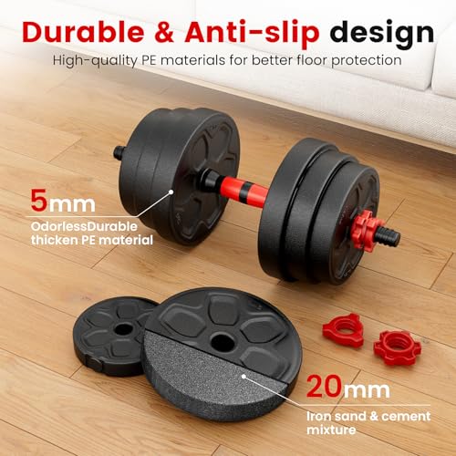 Adjustable Dumbbell Set, 20/33/45/70/90lbs Free Weight Set with Connector, 4 in1 Dumbbells Set Used as Barbell, Kettlebells, Push up Stand, Weight Set for Home Gym Suitable Men/Women - color: 33LB (16.5LB Pair)