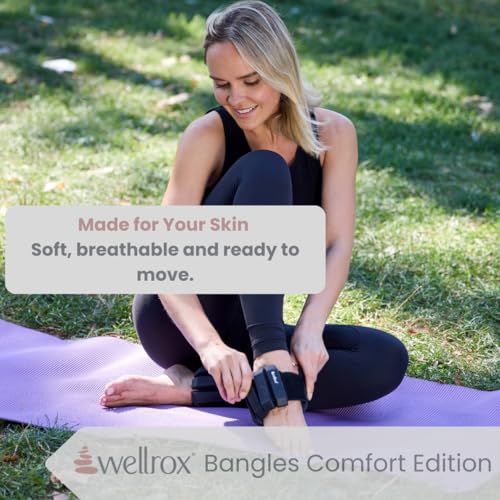 Wellrox Weighted Bangles – Adjustable Ankle and Wrist Weights for Women & Men – Set of Ankle Weights 2 lbs (1 lb Each Wrist Weight) | Weighted Arm Bands for Pilates, Yoga, Running & Walking - color: Stone Black