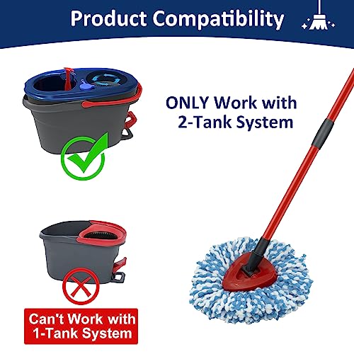 2 Pack Spin Mop Replacement Head,1 Base,4-Section Sturdy Iron Mop Handles Compatible with O Ceda EasyWring RinseClean 2 Tank System Mop,Oceda Mop Refills and Mop Stick 30" to 58" Set to Floor Clean - color: 1 Sets Mop Handle + 2 Blue Heads + 1 Base